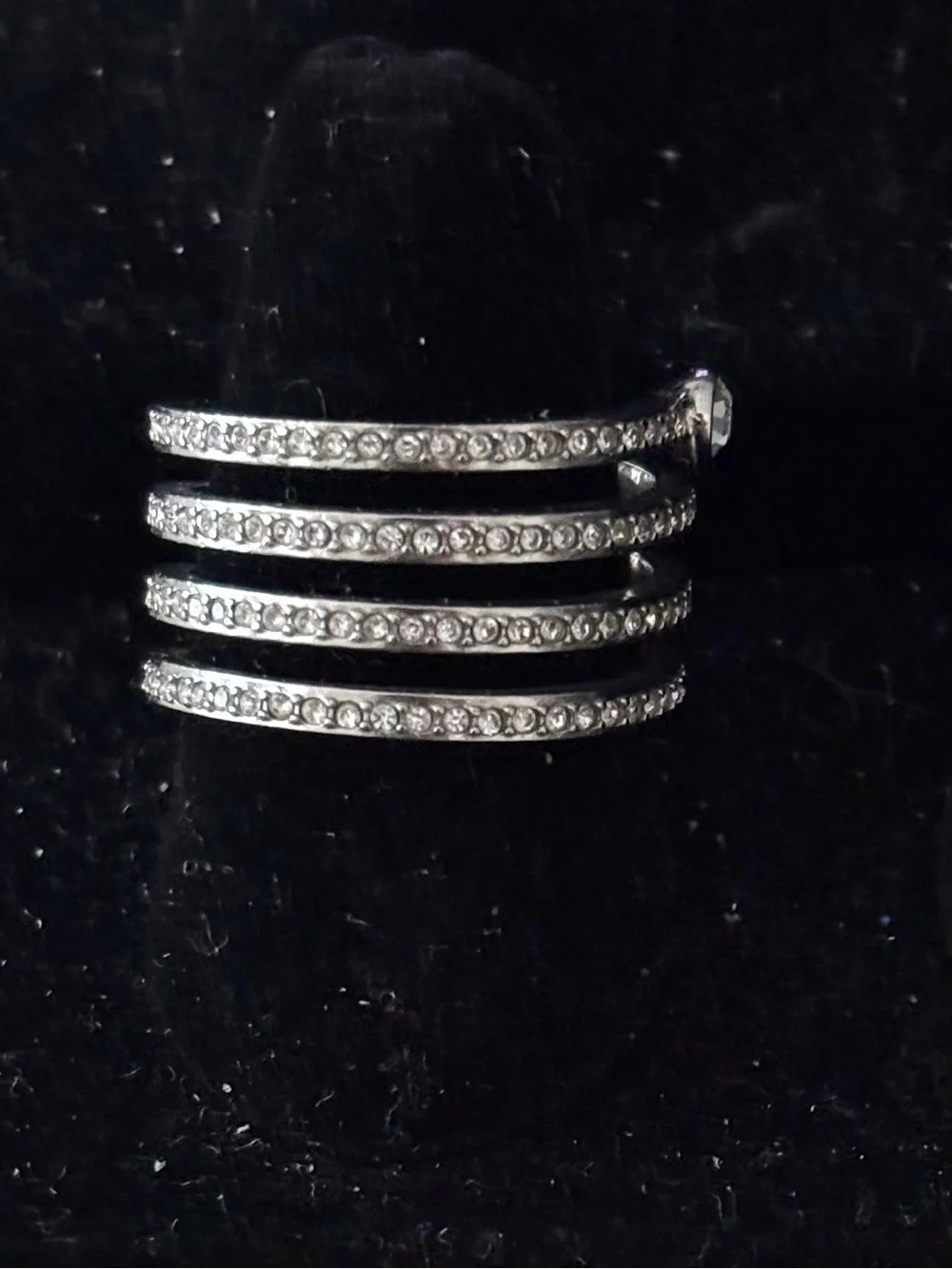 Michael Kors Silver Scattered Pave’ Crystal Spiral Wrap Statement Ring Size 8
